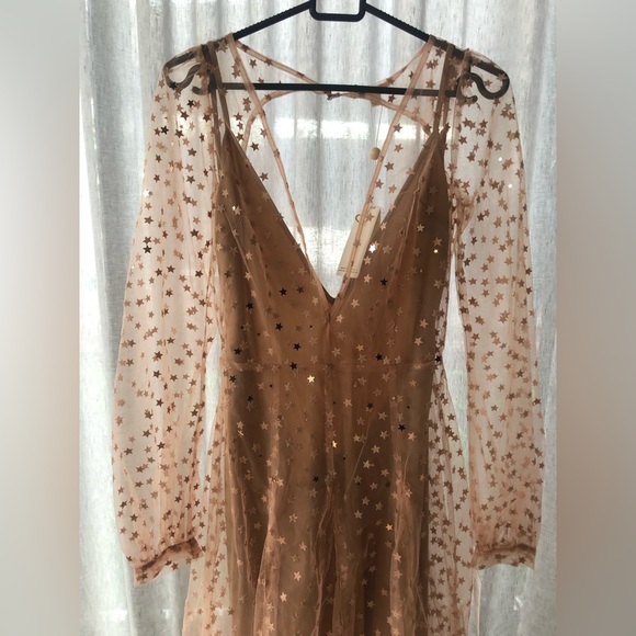 For Love & Lemons Sheer Star Maxi Dress Size Medium - Picture 4 of 11